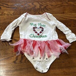 My First Christmas Baby Onesie with Tutu